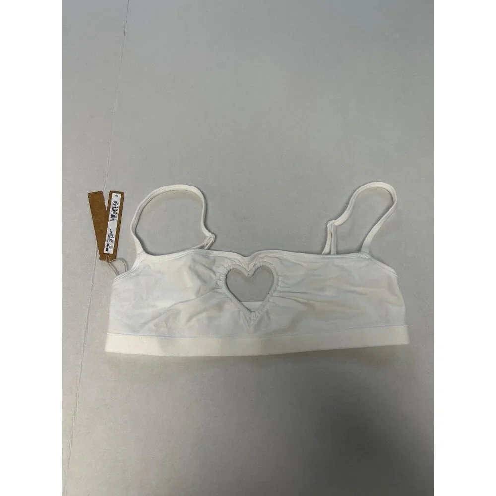 SKIMS Cotton Jersey Heart Scoop Bralette Snow Size Medium NWT - Picture 4 of 7